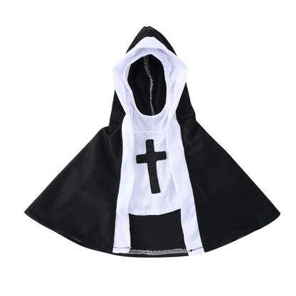 Halloween Cats Nun Costume Jesus Cross Print Kitty Clothes for Small Dogs Funny Cute Dress up Party Pet Overalls Cat Accessories