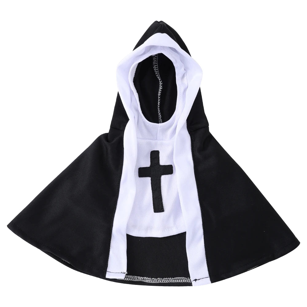 Halloween Cats Nun Costume Jesus Cross Print Kitty Clothes for Small Dogs Funny Cute Dress up Party Pet Overalls Cat Accessories
