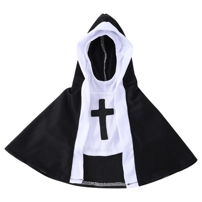 Halloween Cats Nun Costume Jesus Cross Print Kitty Clothes for Small Dogs Funny Cute Dress up Party Pet Overalls Cat Accessories