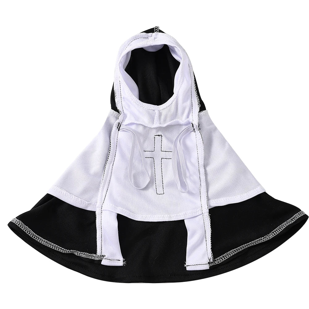 Halloween Cats Nun Costume Jesus Cross Print Kitty Clothes for Small Dogs Funny Cute Dress up Party Pet Overalls Cat Accessories