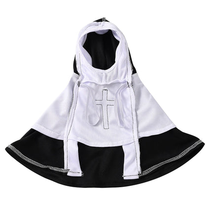 Halloween Cats Nun Costume Jesus Cross Print Kitty Clothes for Small Dogs Funny Cute Dress up Party Pet Overalls Cat Accessories